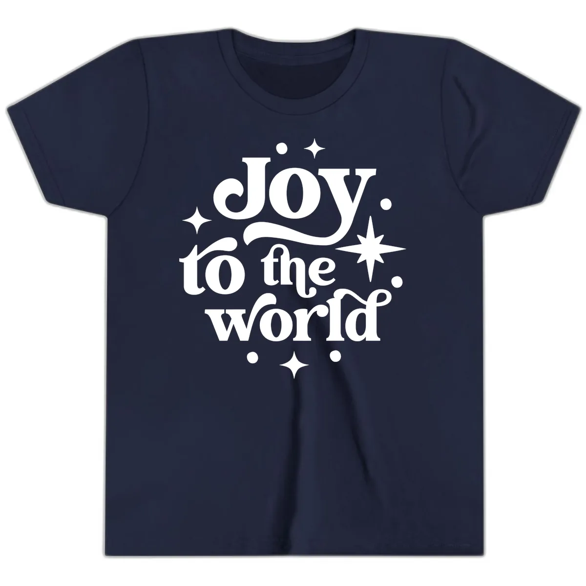 Joy To The World Holiday Typography Youth T-Shirt in Navy