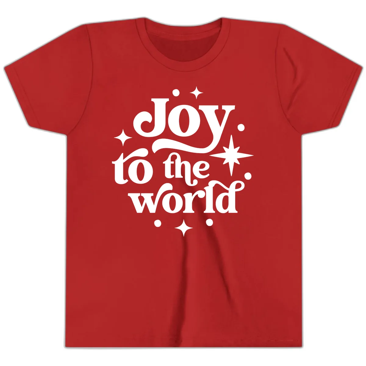 Joy To The World Holiday Typography Youth T-Shirt in Red