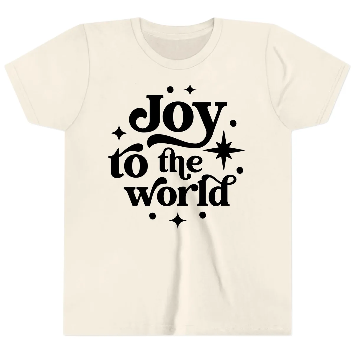 Joy To The World Holiday Typography Youth T-Shirt in Natural