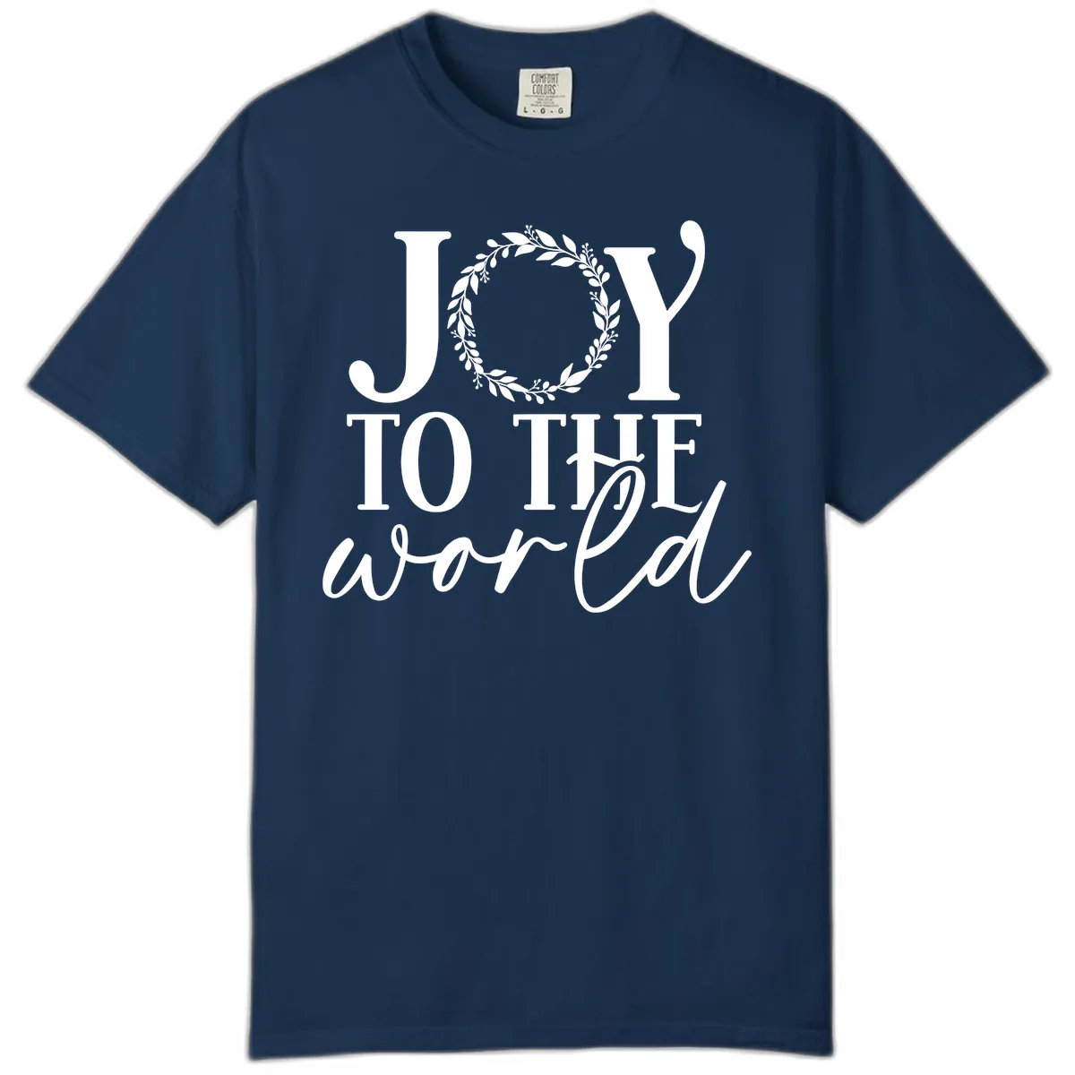 Joy To The World Holiday Text Design Comfort Color in Navy