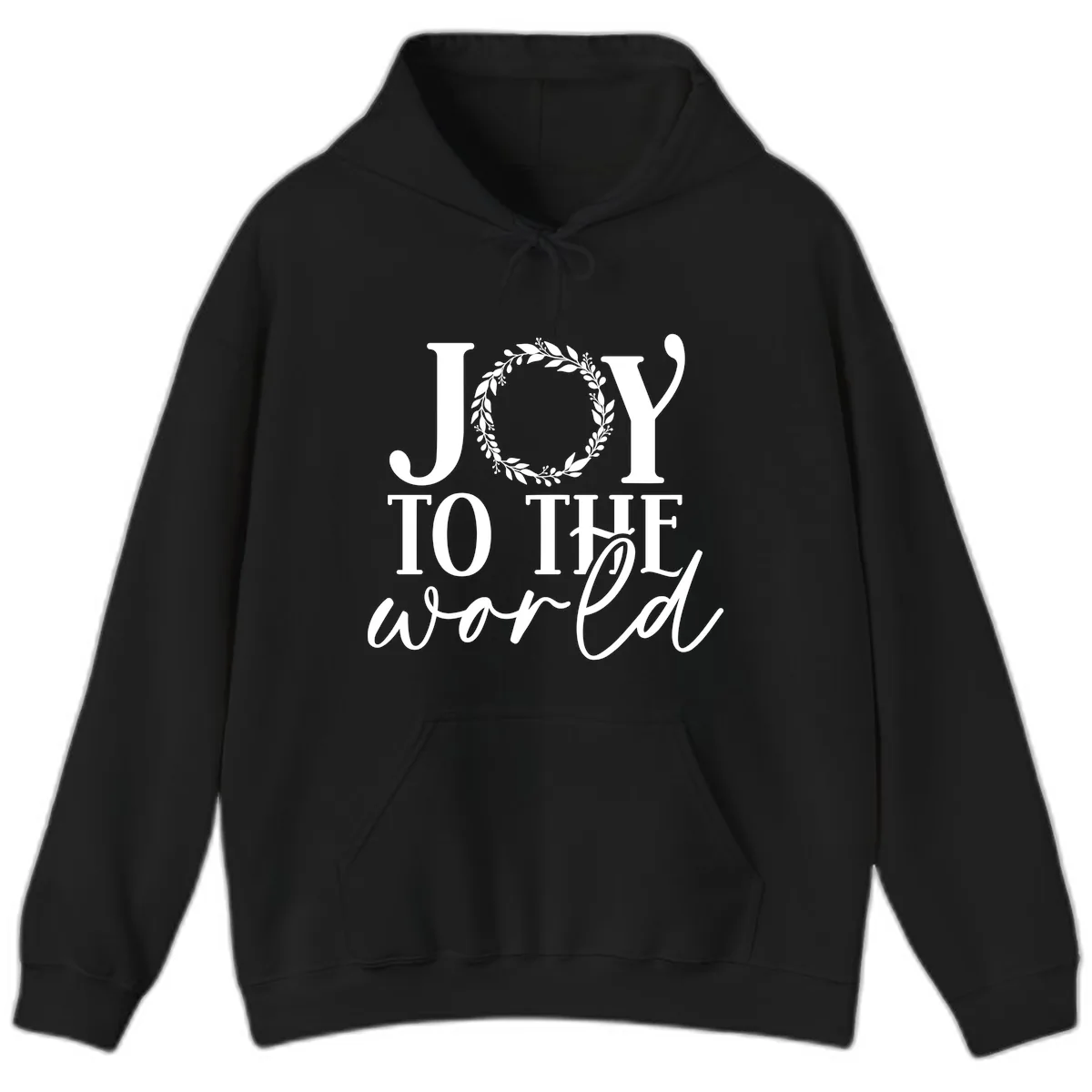 Joy To The World Holiday Text Design Hoodie in Black