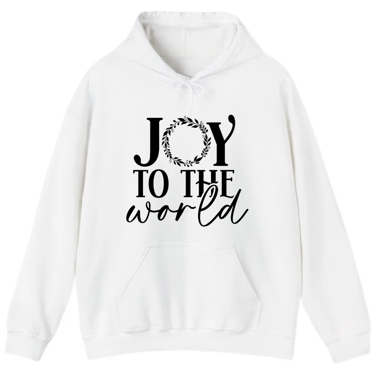 Joy To The World Holiday Text Design Hoodie in White