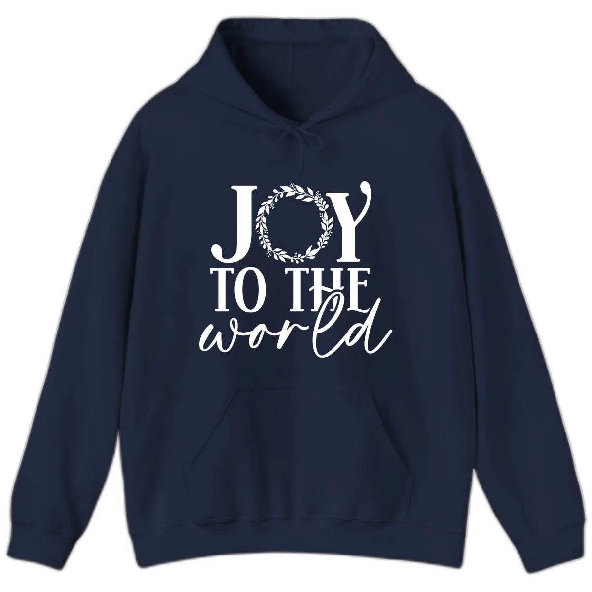 Joy To The World Holiday Text Design Hoodie in Navy