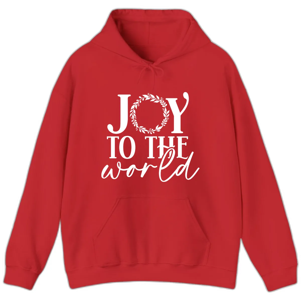 Joy To The World Holiday Text Design Hoodie in Red