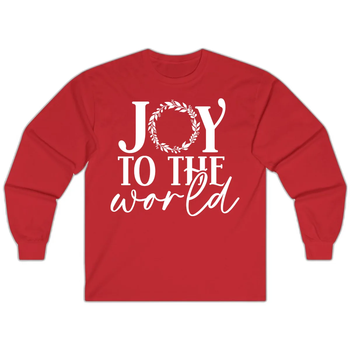 Joy To The World Holiday Text Design Long Sleeve in Red