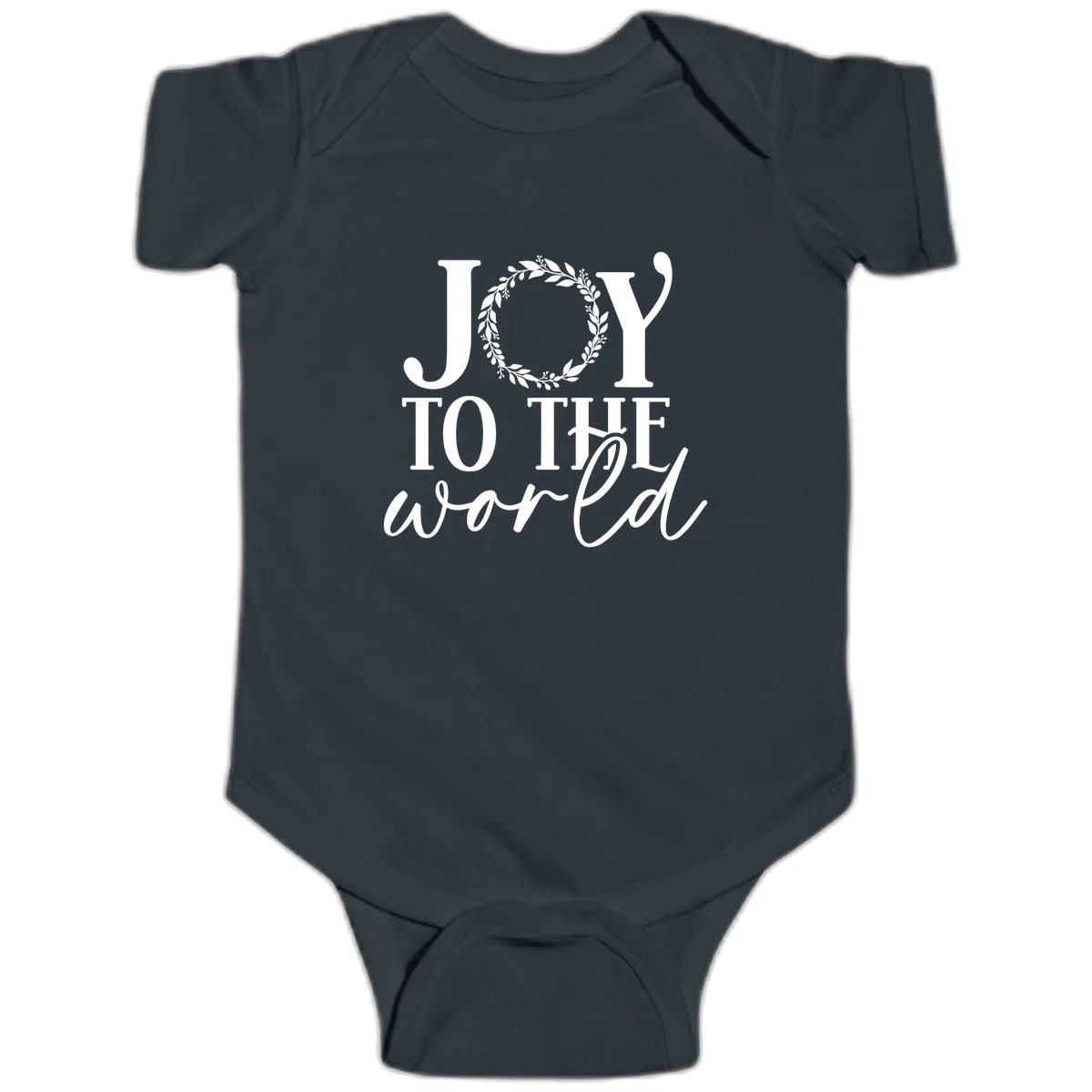 Joy To The World Holiday Text Design Baby Onesie in Black