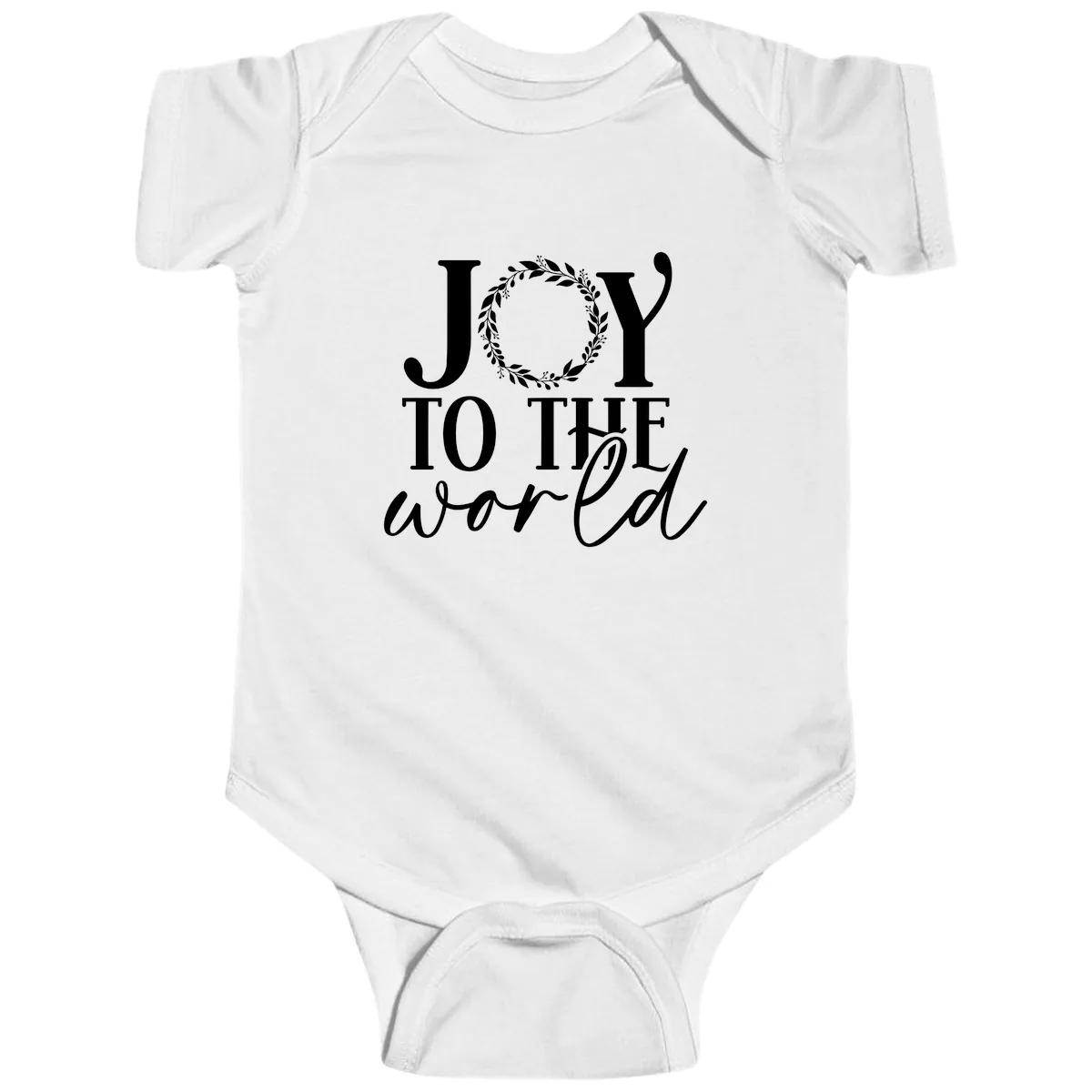 Joy To The World Holiday Text Design Baby Onesie in White