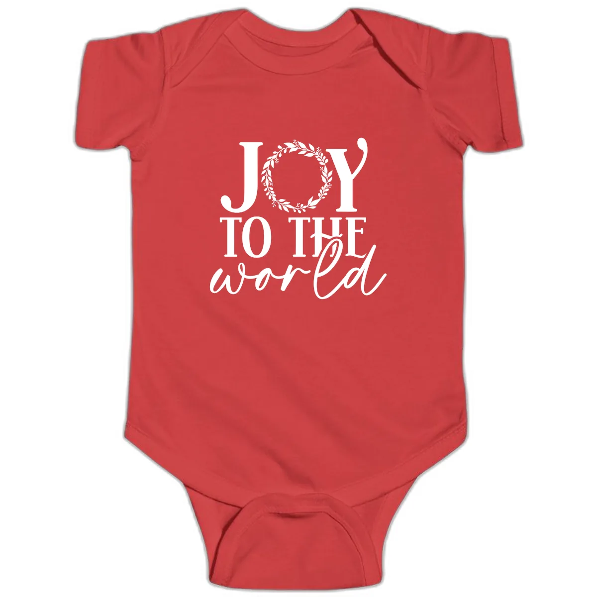 Joy To The World Holiday Text Design Baby Onesie in Red
