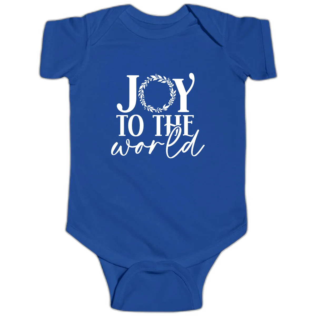 Joy To The World Holiday Text Design Baby Onesie in Royal