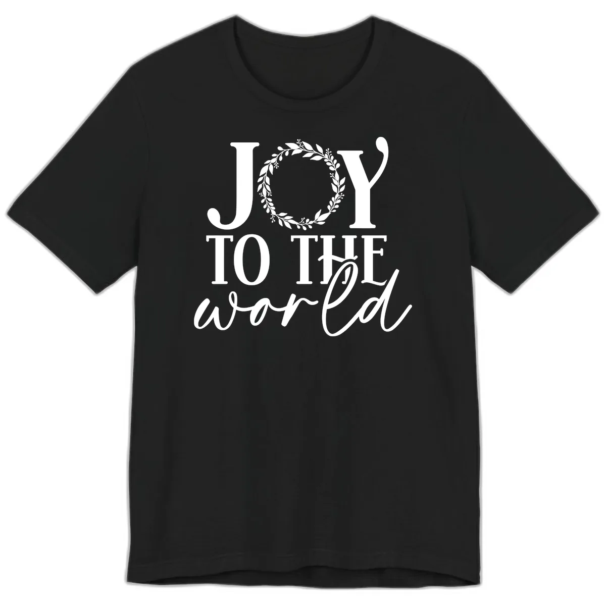 Joy To The World Holiday Text Design Premium T-Shirt in Black