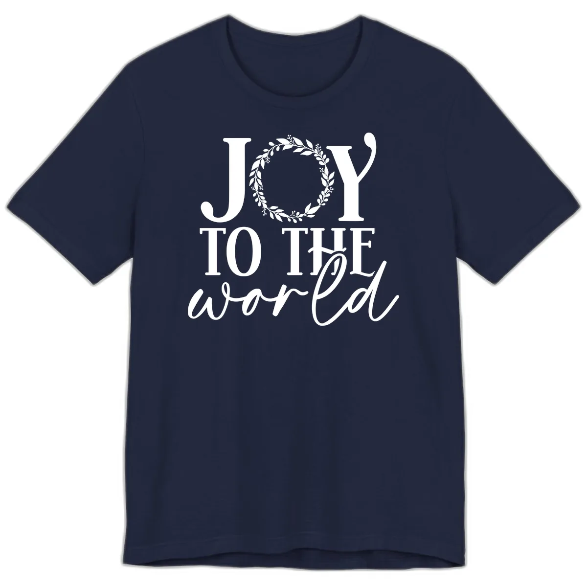 Joy To The World Holiday Text Design Premium T-Shirt in Navy