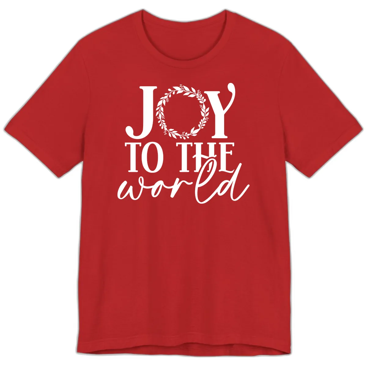 Joy To The World Holiday Text Design Premium T-Shirt in Red