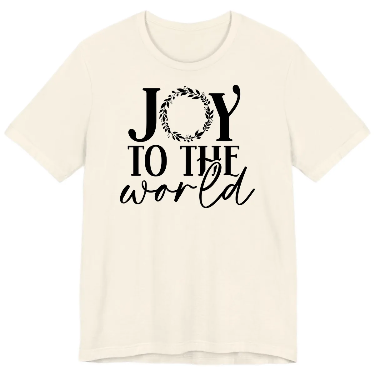 Joy To The World Holiday Text Design Premium T-Shirt in Natural