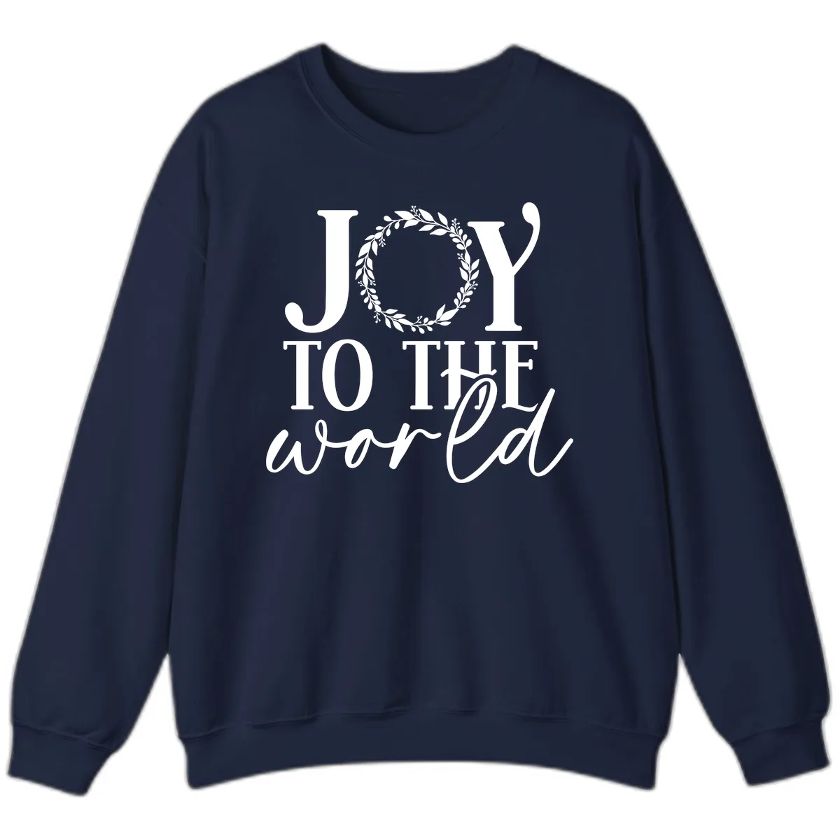 Joy To The World Holiday Text Design Sweatshirt in Navy