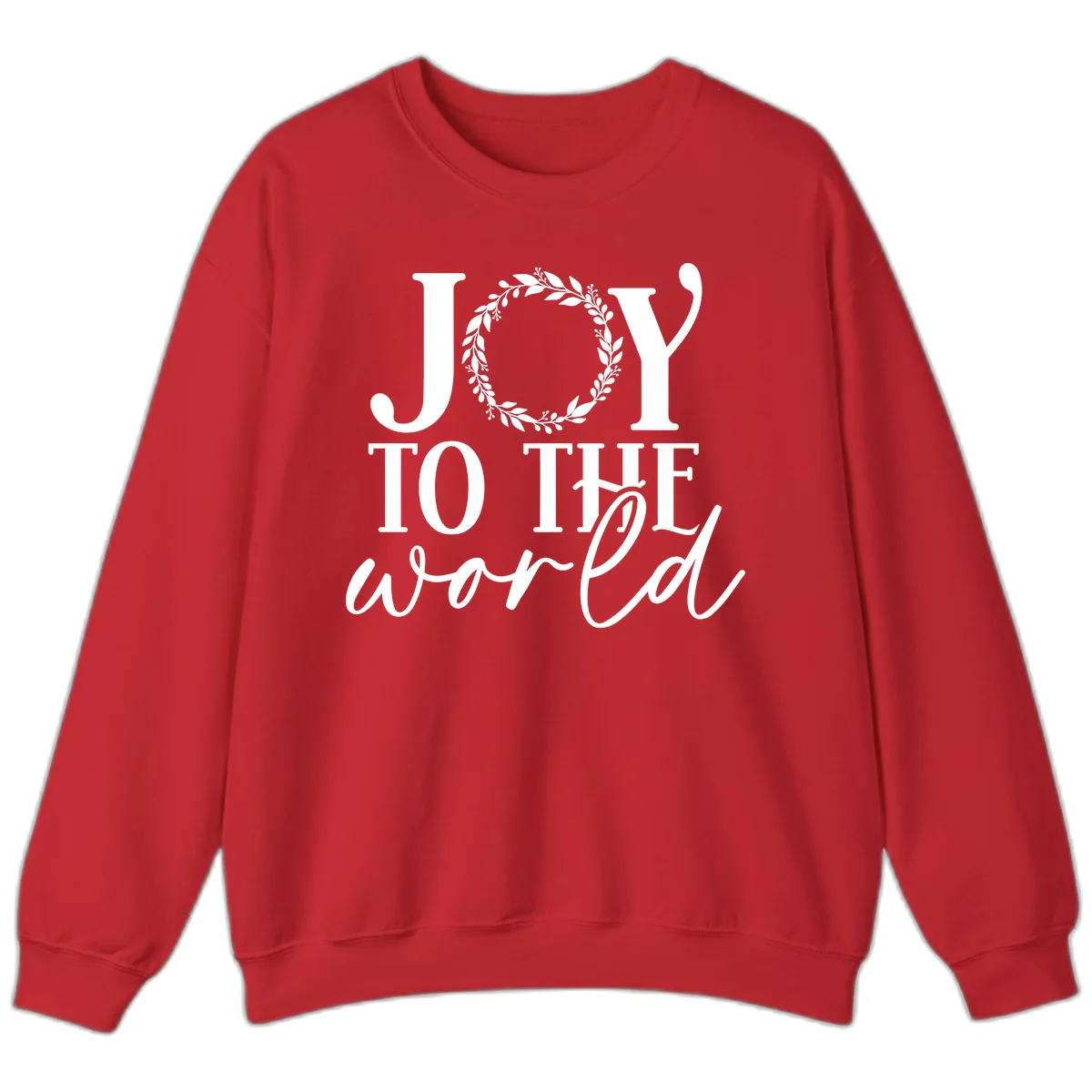 Joy To The World Holiday Text Design Sweatshirt in Red