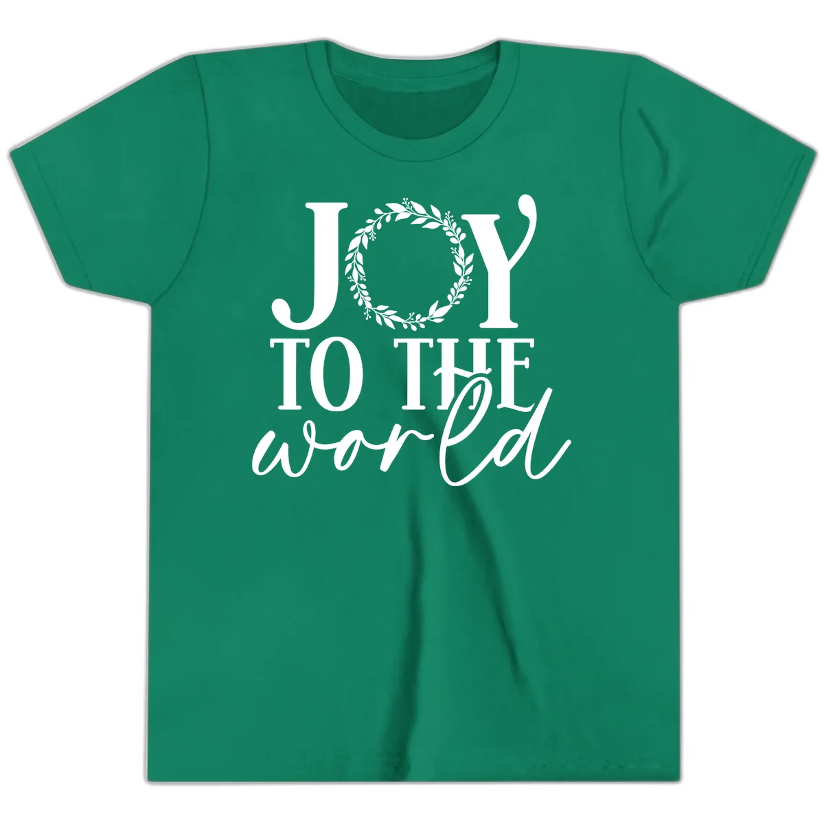 Joy To The World Holiday Text Design Youth T-Shirt in Kelly