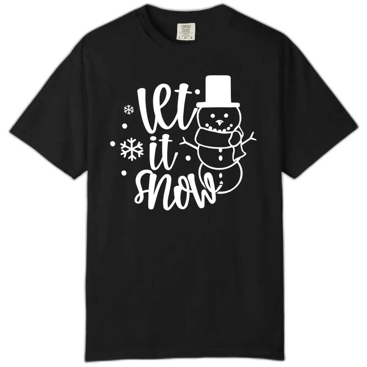 Let It Snow Snowman Holiday Design Comfort Color in Black