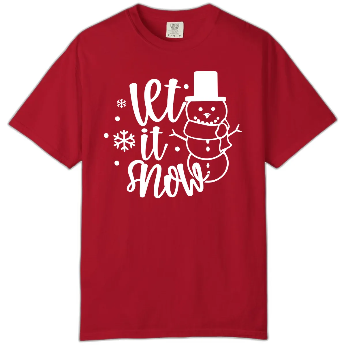 Let It Snow Snowman Holiday Design Comfort Color in Red