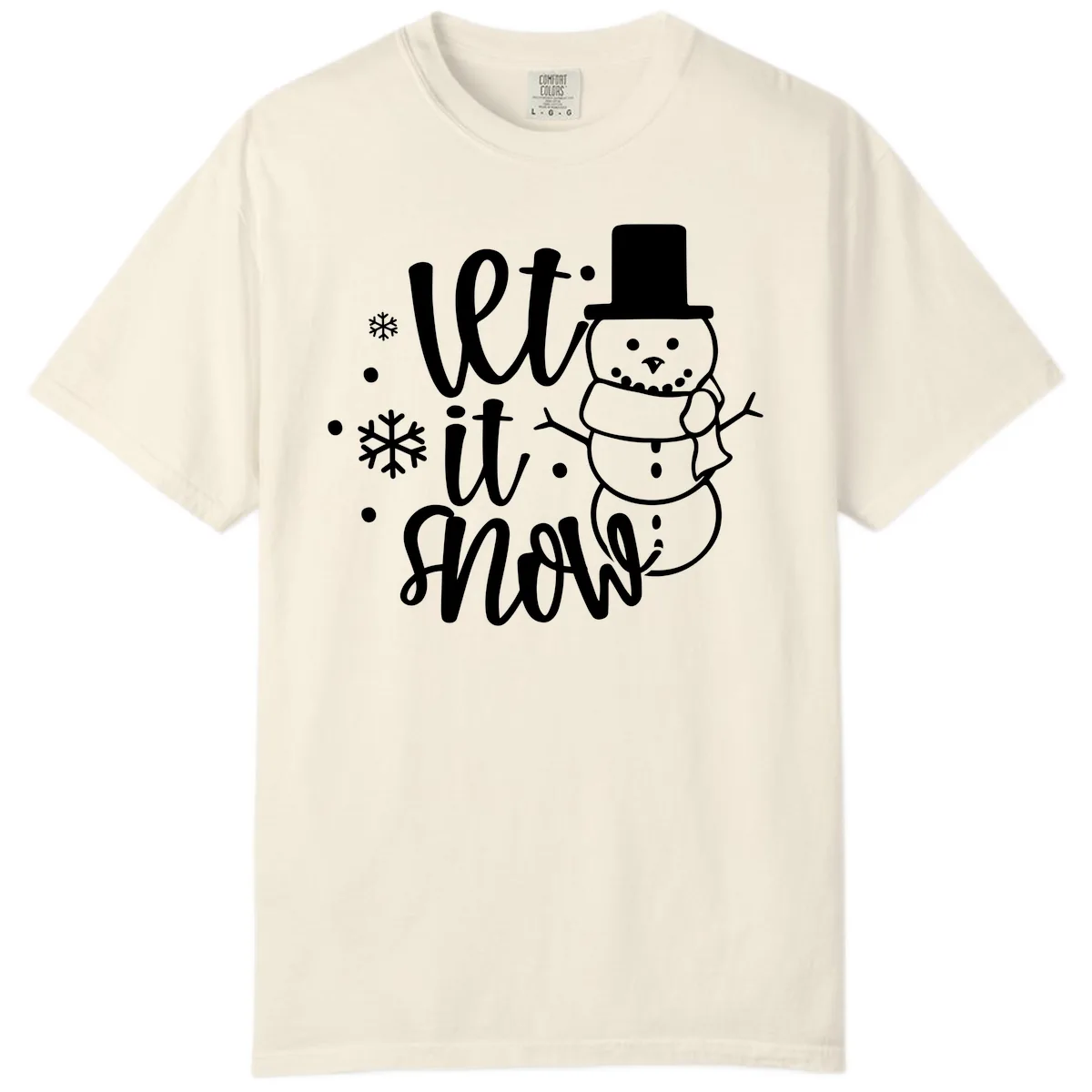 Let It Snow Snowman Holiday Design Comfort Color in Ivory