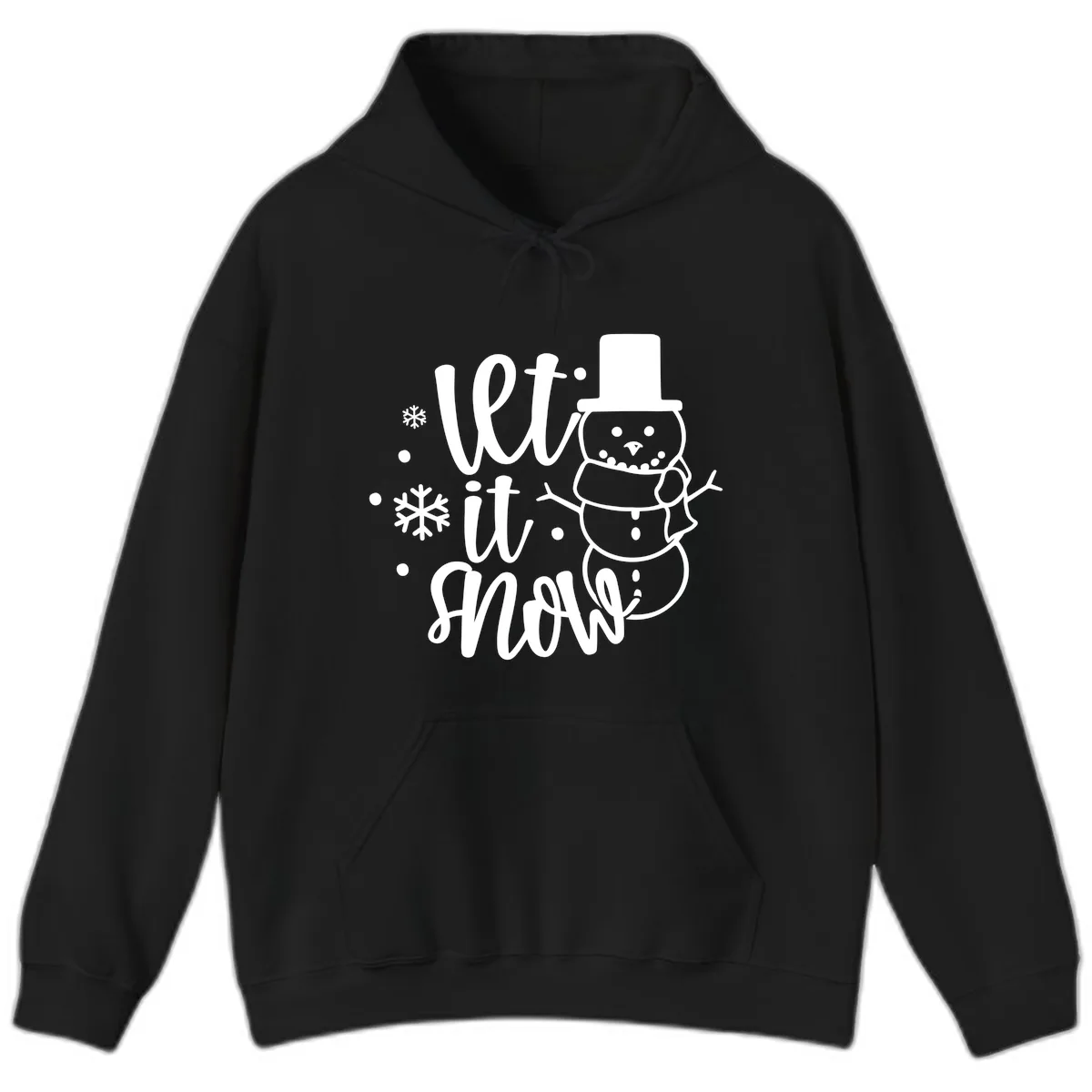 Let It Snow Snowman Holiday Design Hoodie in Black