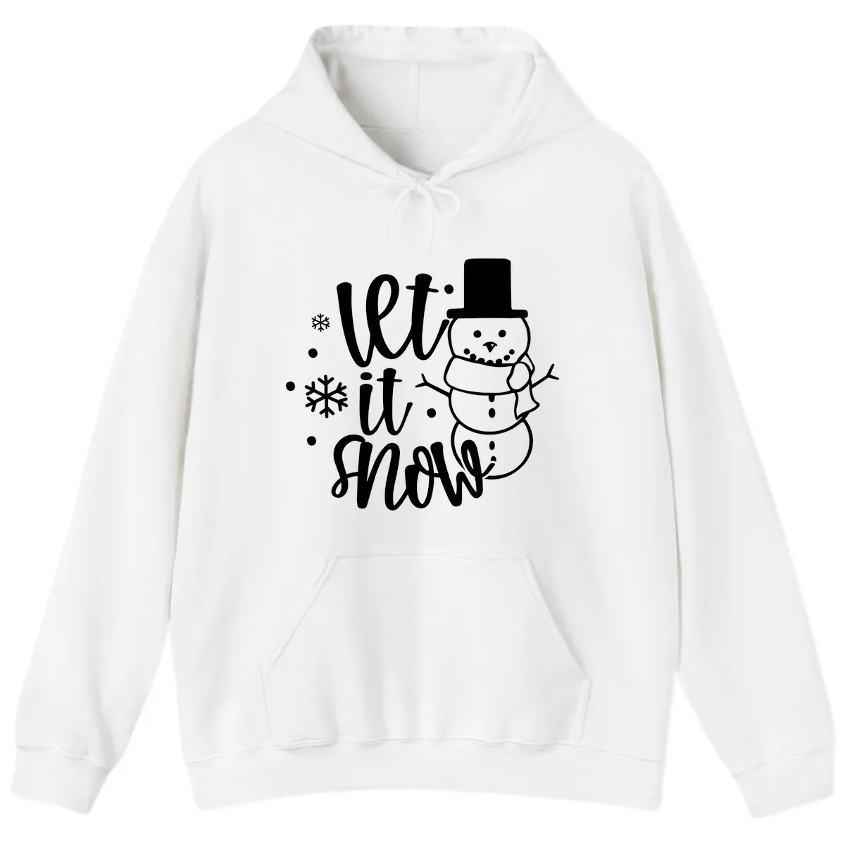 Let It Snow Snowman Holiday Design Hoodie in White