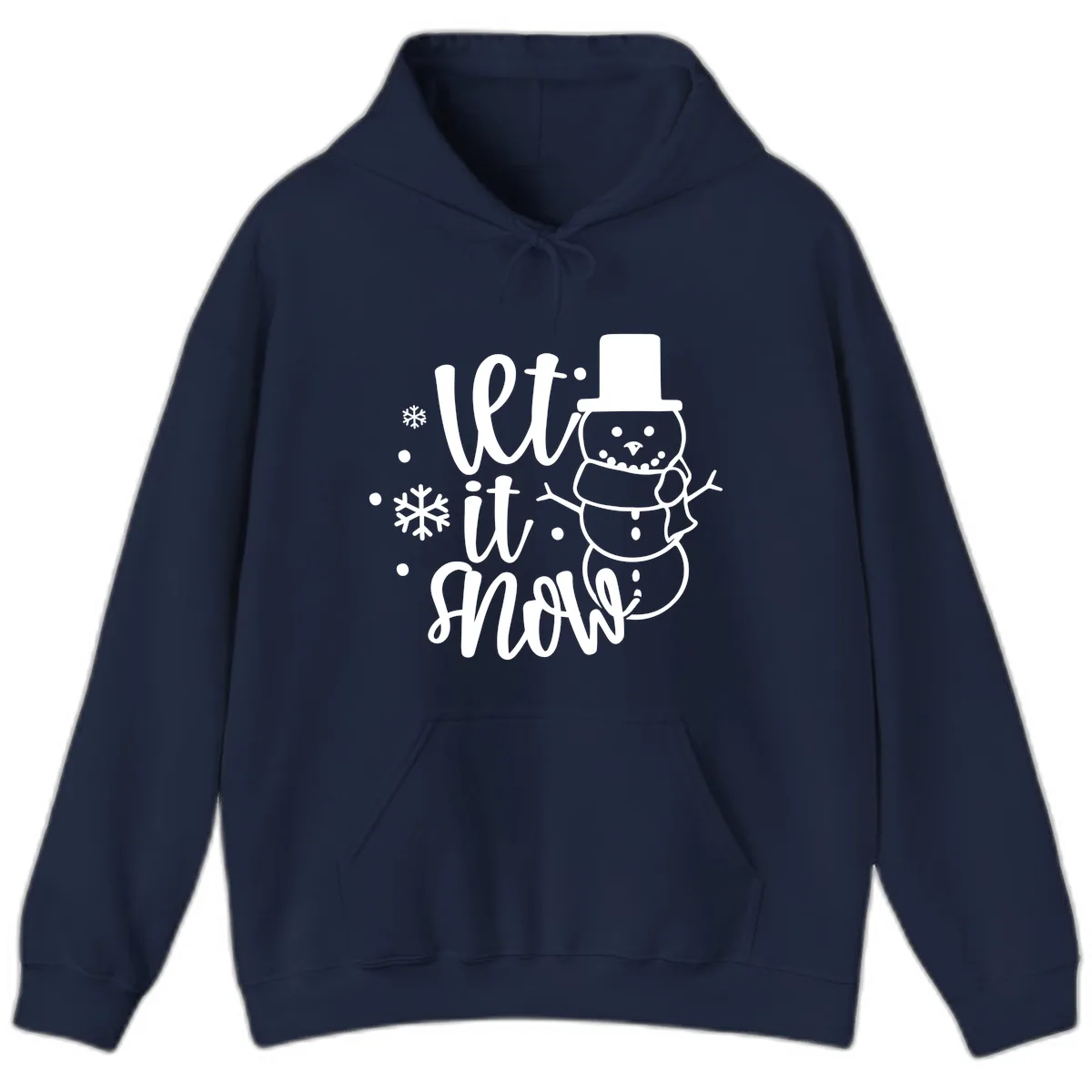 Let It Snow Snowman Holiday Design Hoodie in Navy