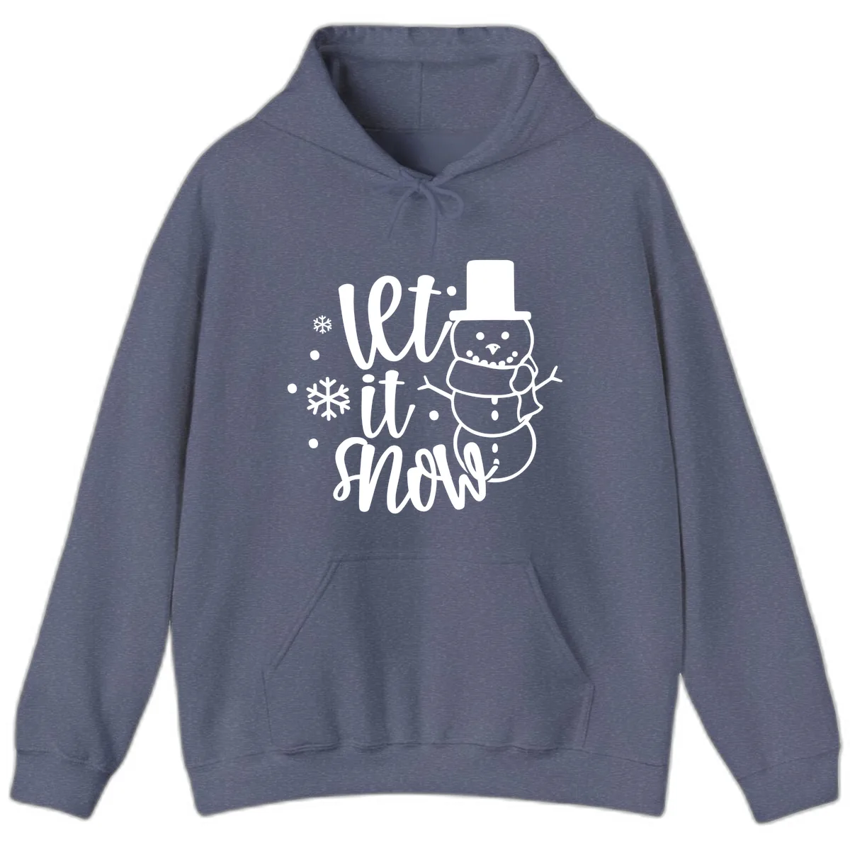 Let It Snow Snowman Holiday Design Hoodie in Heather Navy