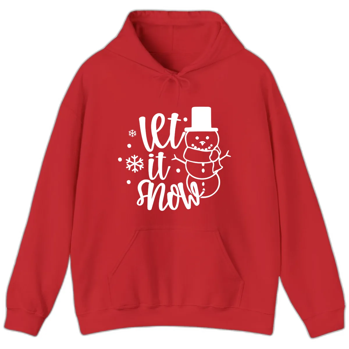 Let It Snow Snowman Holiday Design Hoodie in Red