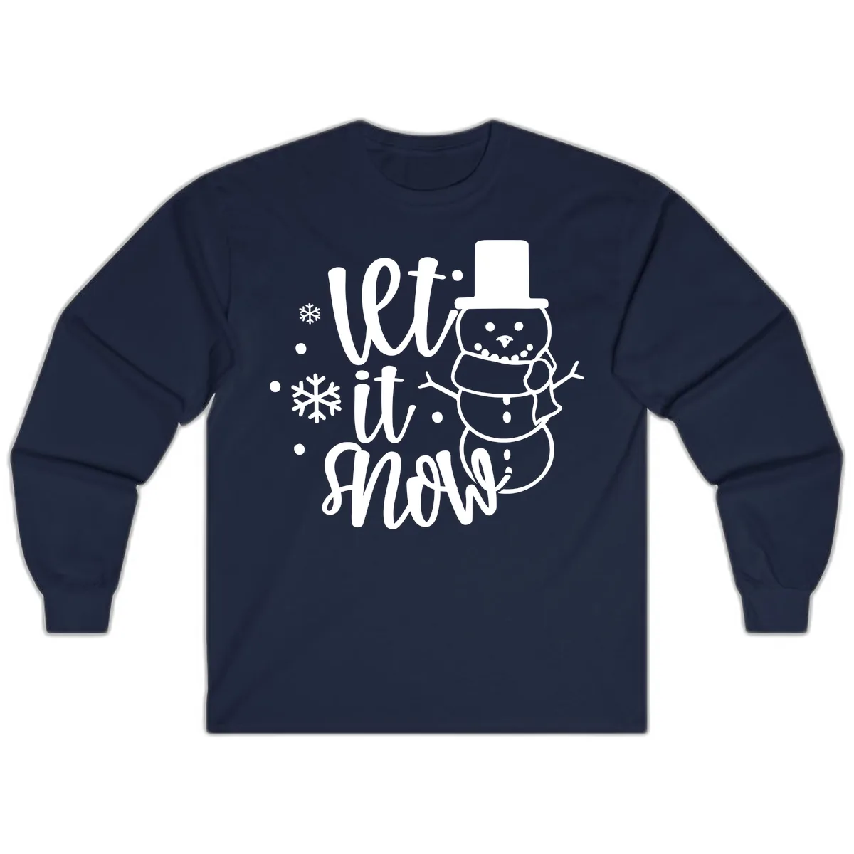 Let It Snow Snowman Holiday Design Long Sleeve in Navy