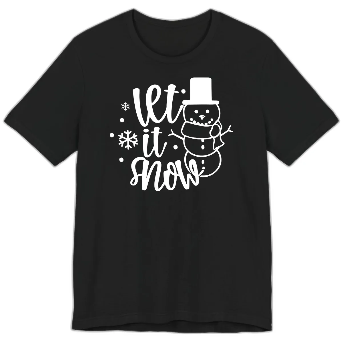Let It Snow Snowman Holiday Design Premium T-Shirt in Black
