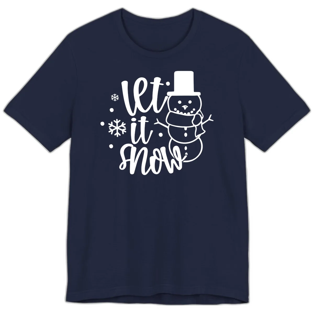 Let It Snow Snowman Holiday Design Premium T-Shirt in Navy
