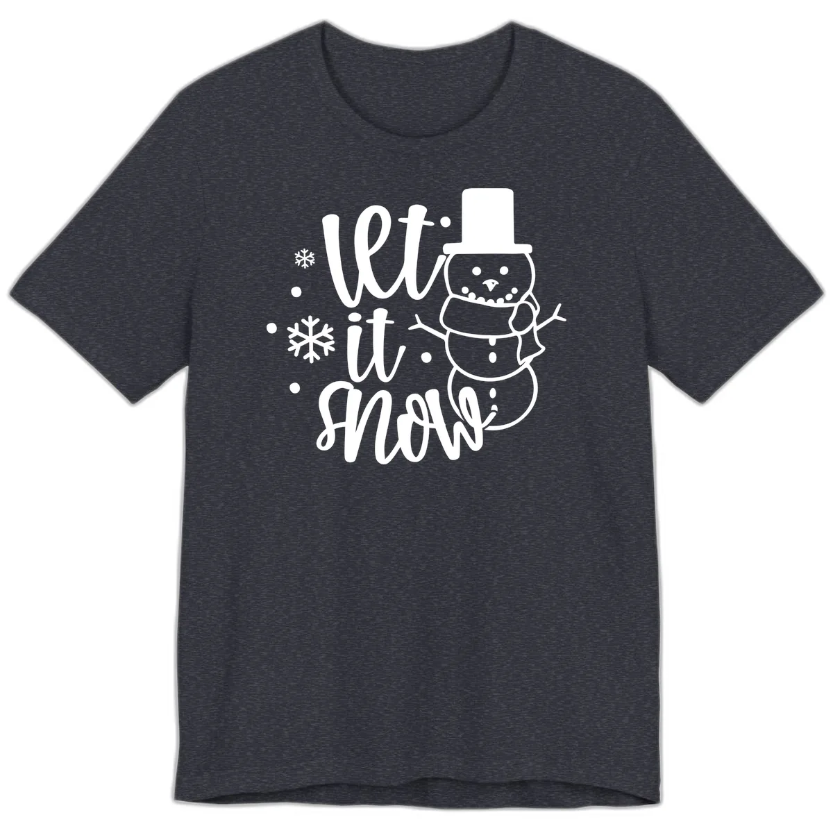 Let It Snow Snowman Holiday Design Premium T-Shirt in Heather Navy