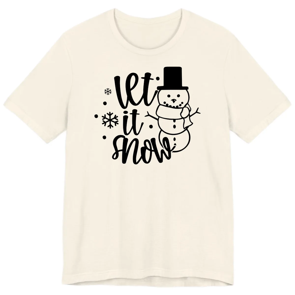 Let It Snow Snowman Holiday Design Premium T-Shirt in Natural