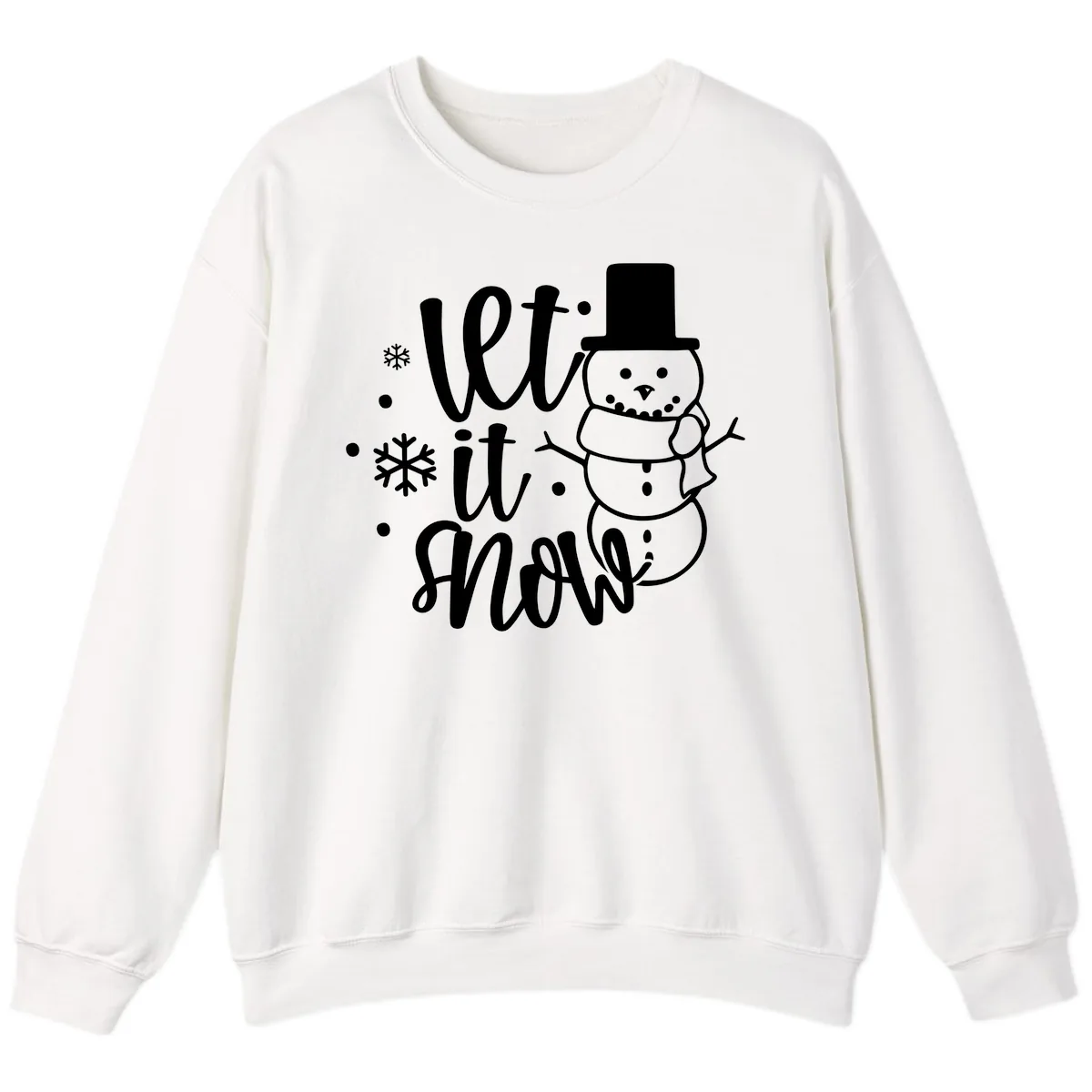 Let It Snow Snowman Holiday Design Sweatshirt in White