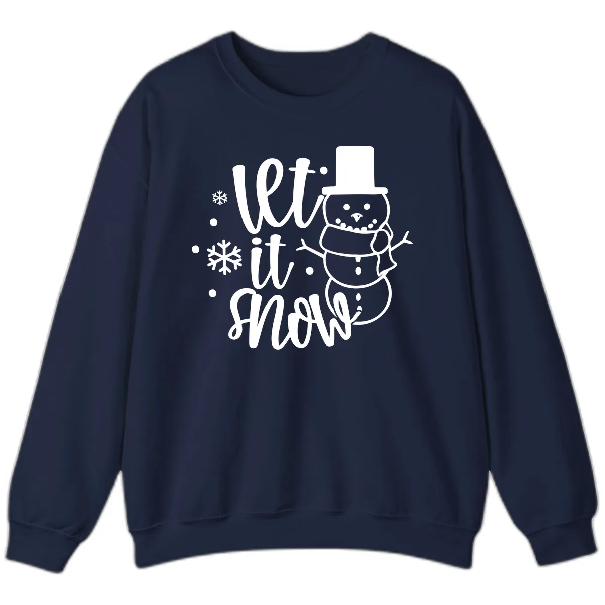 Let It Snow Snowman Holiday Design Sweatshirt in Navy