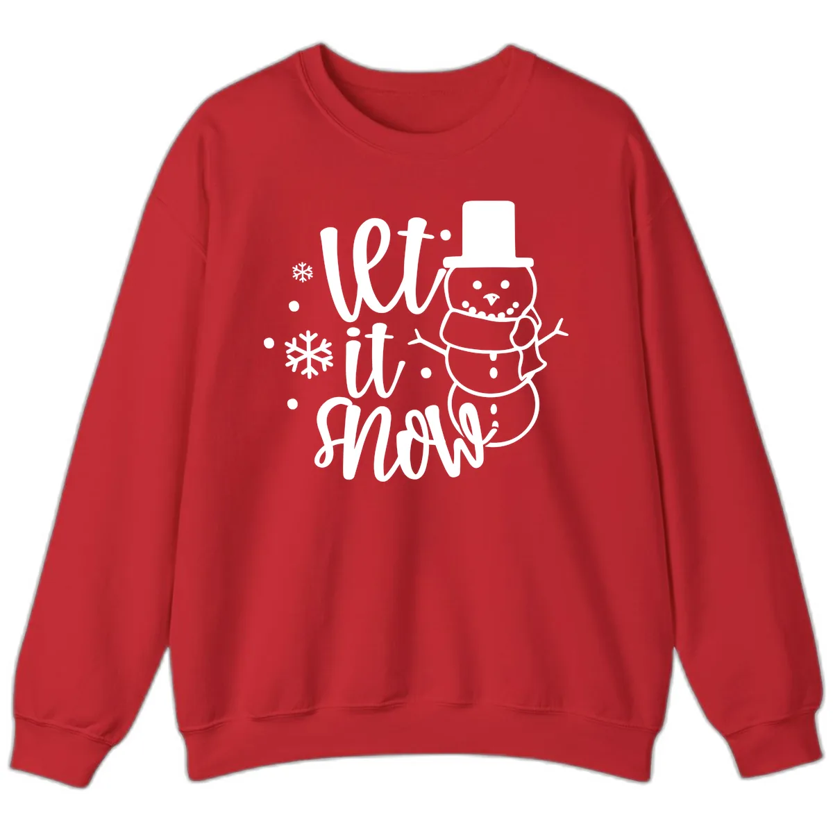 Let It Snow Snowman Holiday Design Sweatshirt in Red