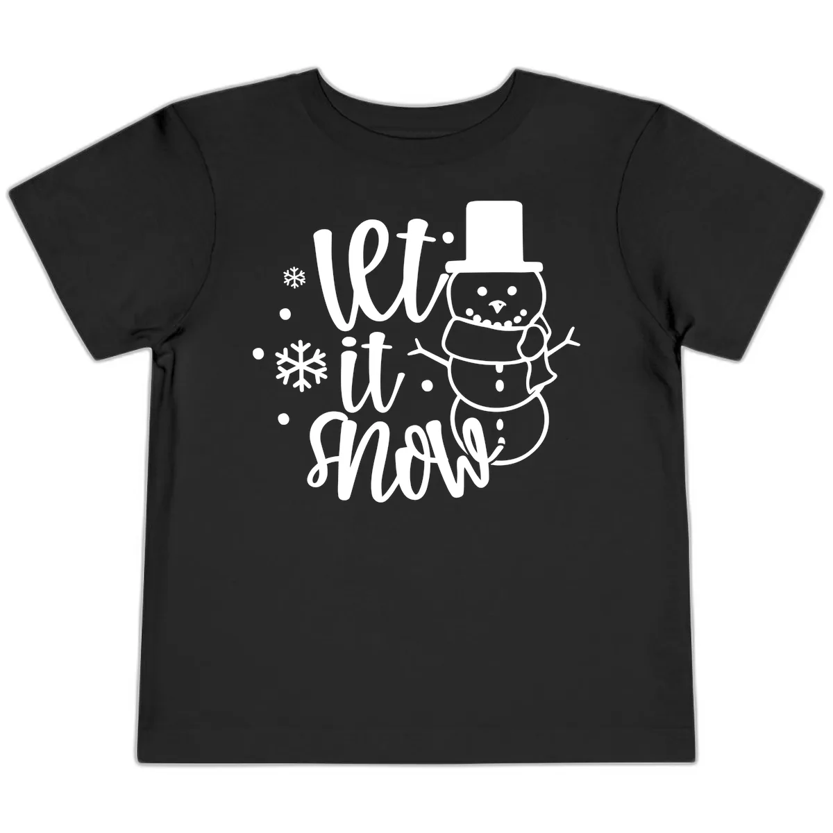 Let It Snow Snowman Holiday Design Toddler T-Shirt in Black