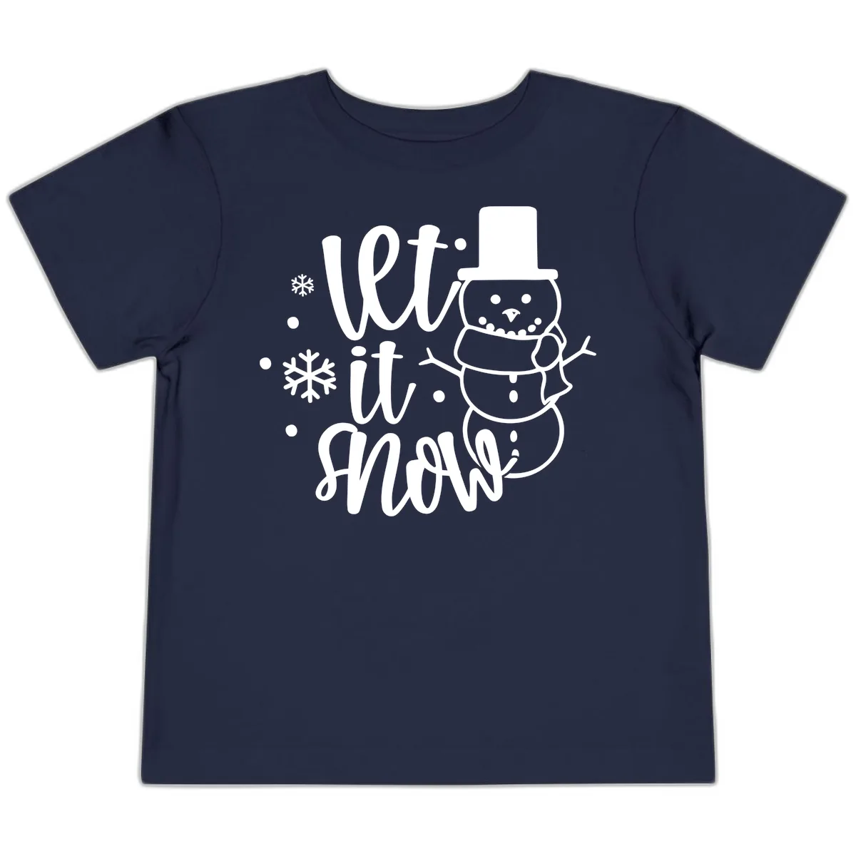 Let It Snow Snowman Holiday Design Toddler T-Shirt in Navy