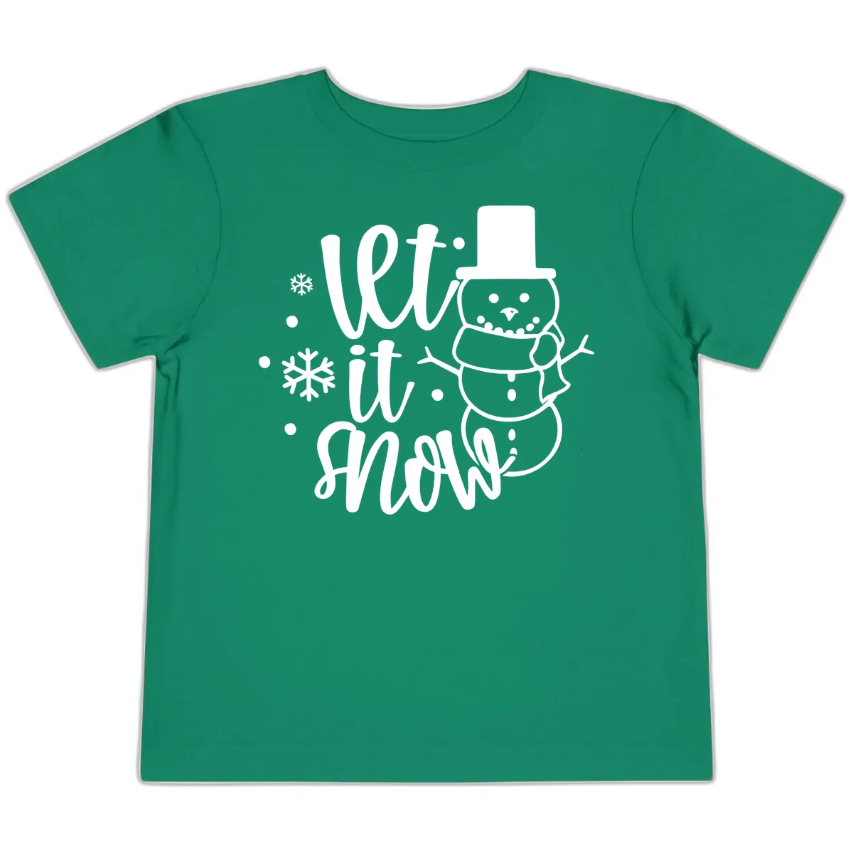 Let It Snow Snowman Holiday Design Toddler T-Shirt in Kelly