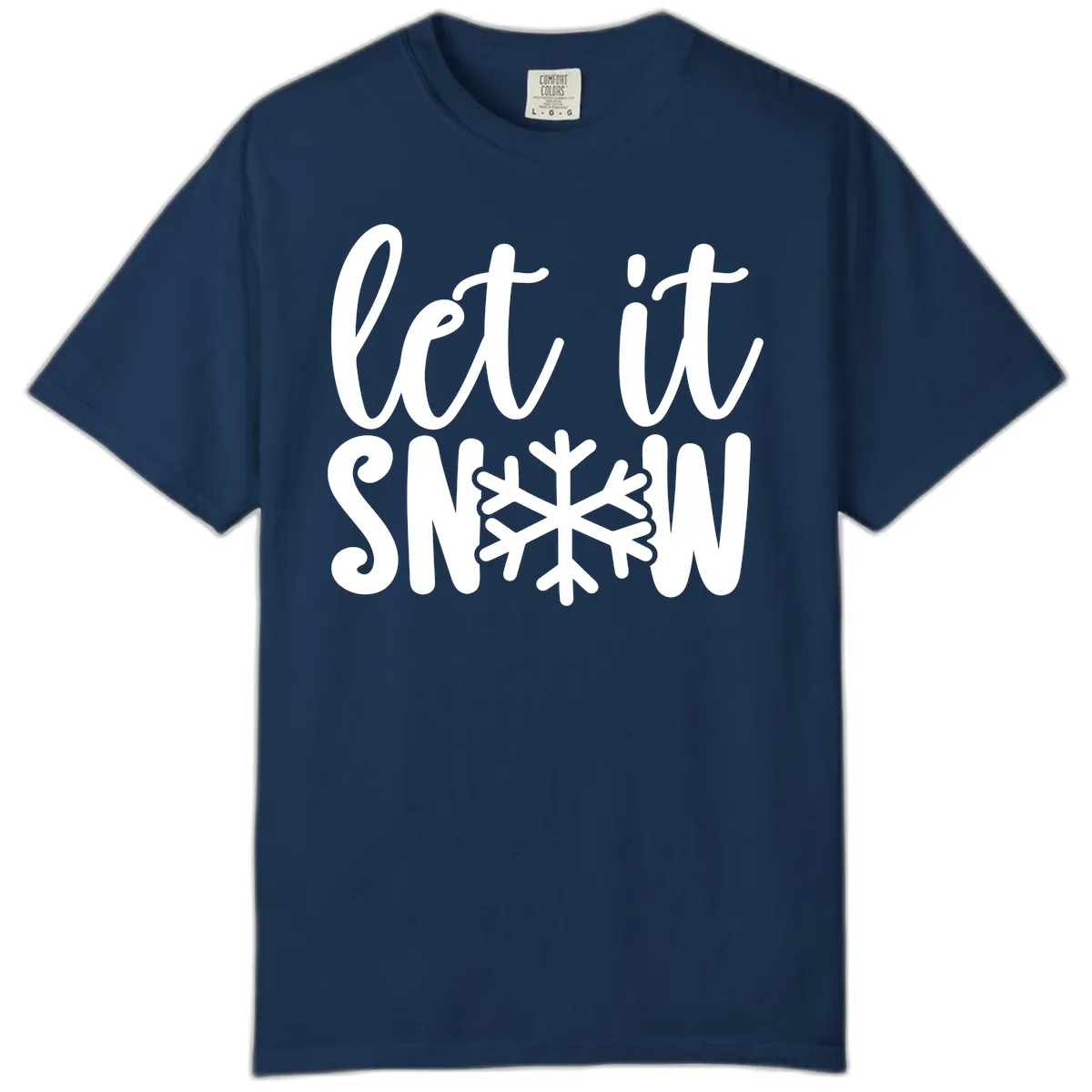 Let It Snow Snowflake Graphic Comfort Color in Navy