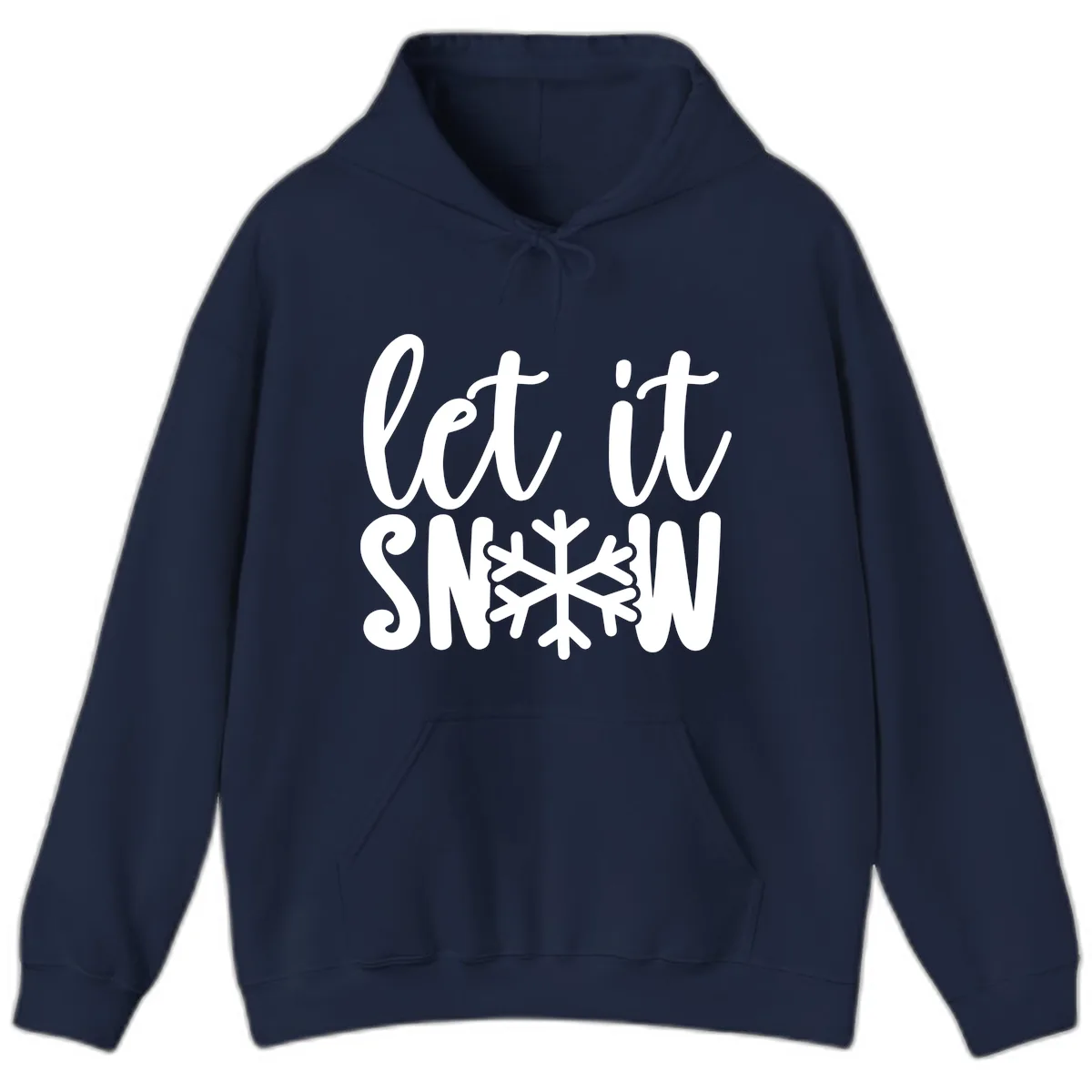 Let It Snow Snowflake Graphic Hoodie in Navy