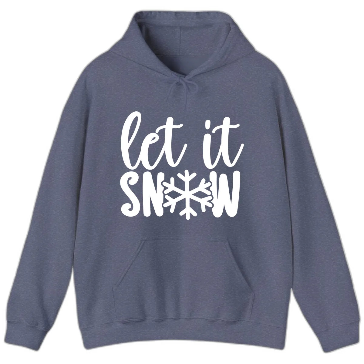 Let It Snow Snowflake Graphic Hoodie in Heather Navy