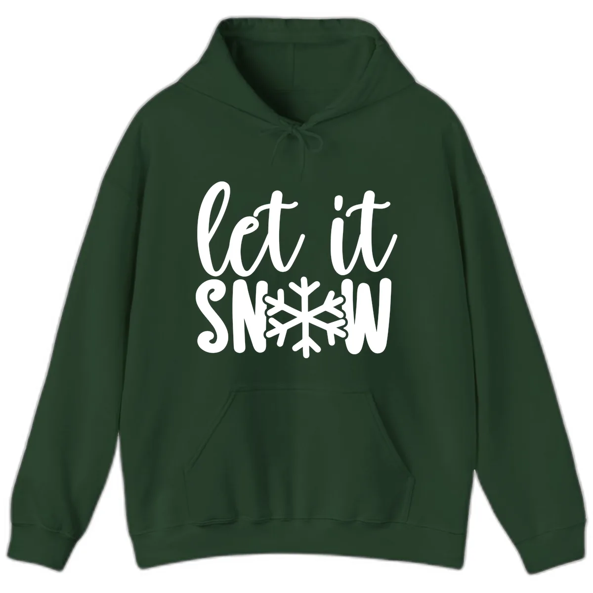 Let It Snow Snowflake Graphic Hoodie in Forest Green