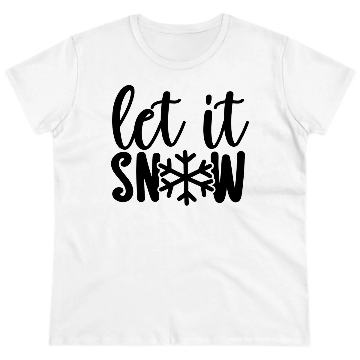 Let It Snow Snowflake Graphic Ladies Tee in White