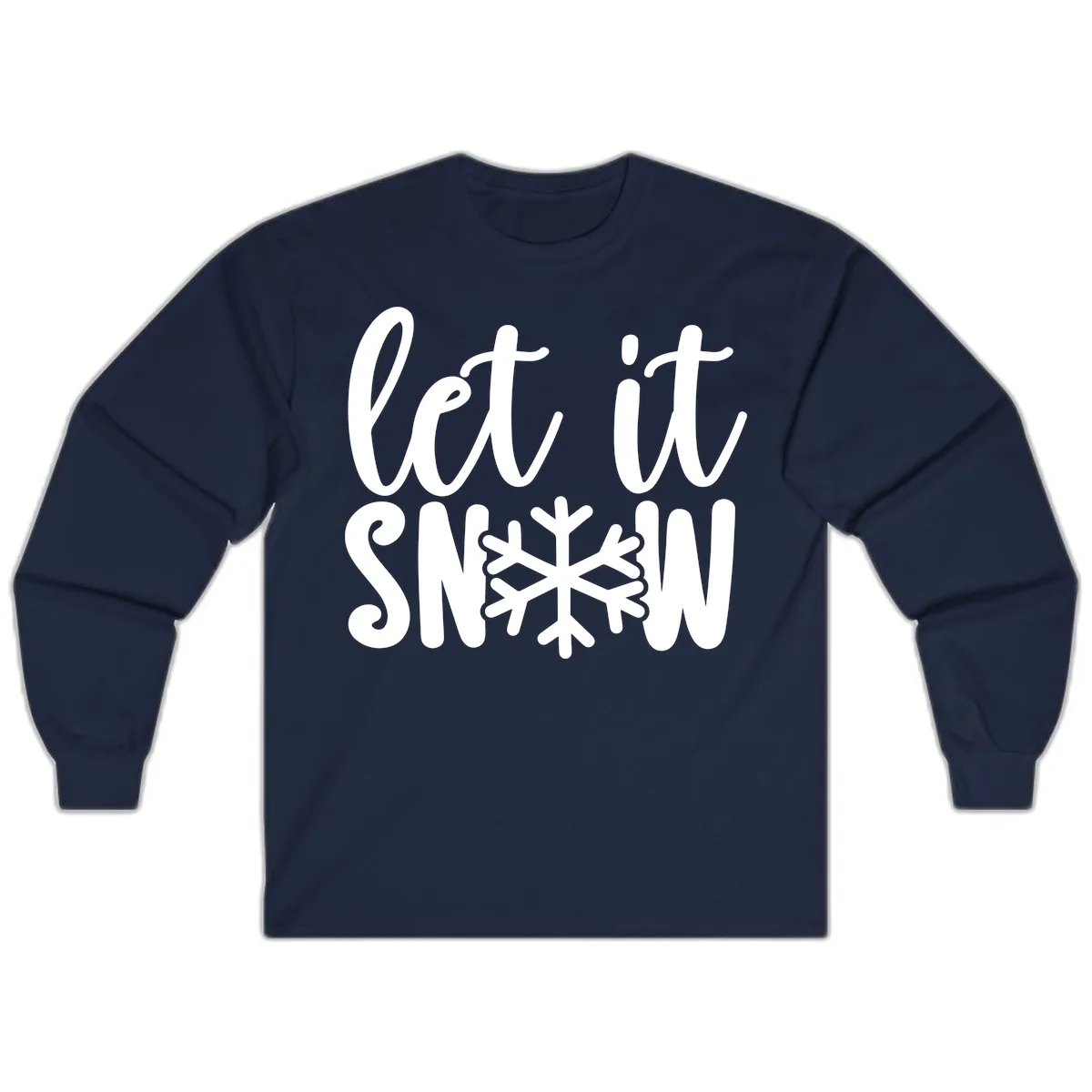 Let It Snow Snowflake Graphic Long Sleeve in Navy
