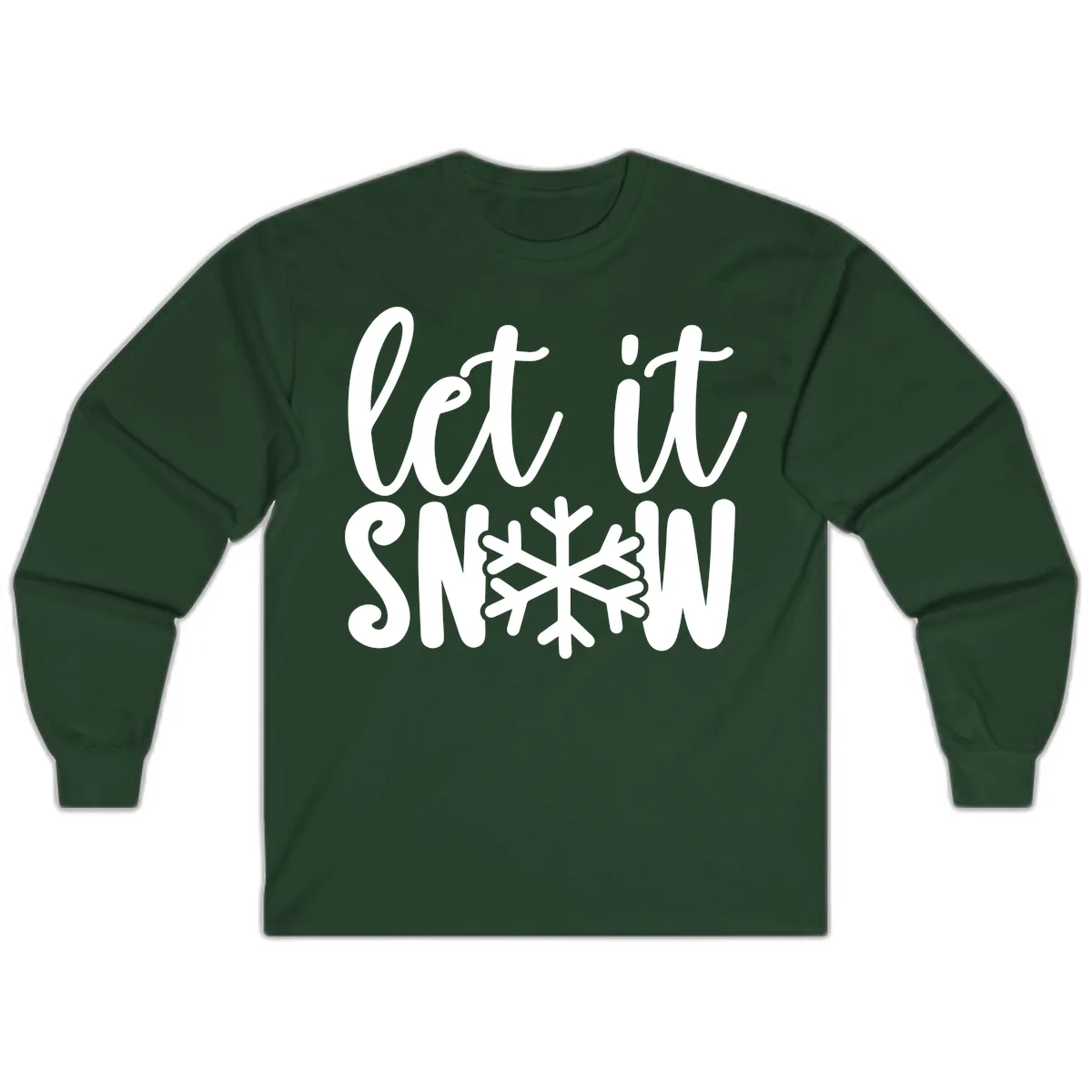 Let It Snow Snowflake Graphic Long Sleeve in Forest Green
