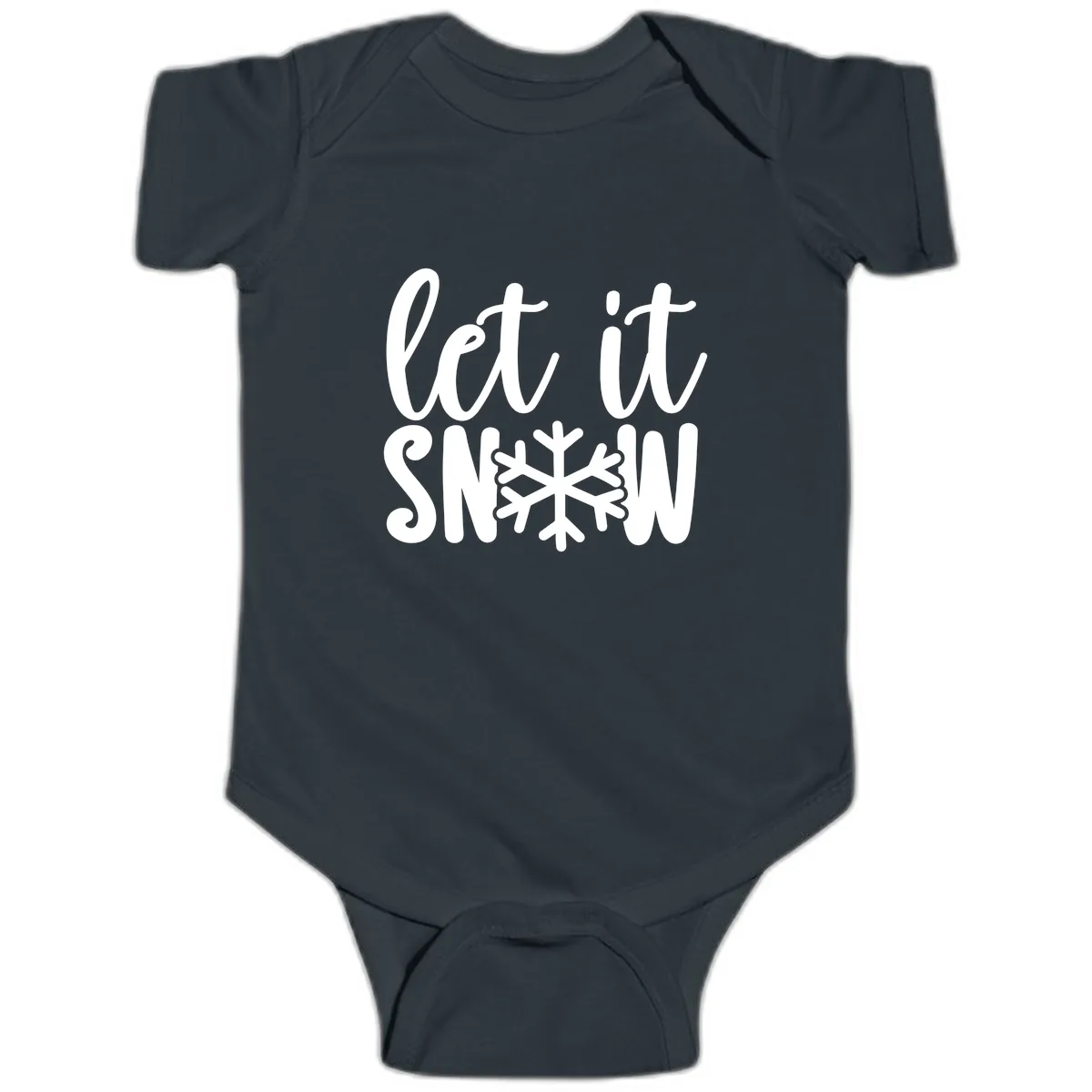 Let It Snow Snowflake Graphic Baby Onesie in Black