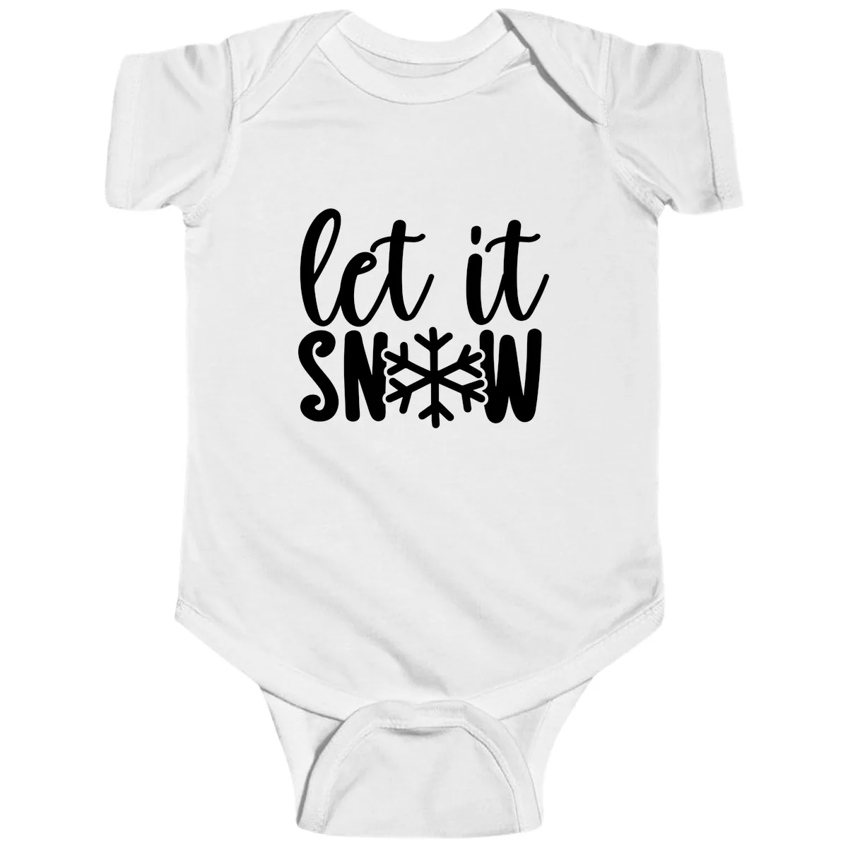 Let It Snow Snowflake Graphic Baby Onesie in White