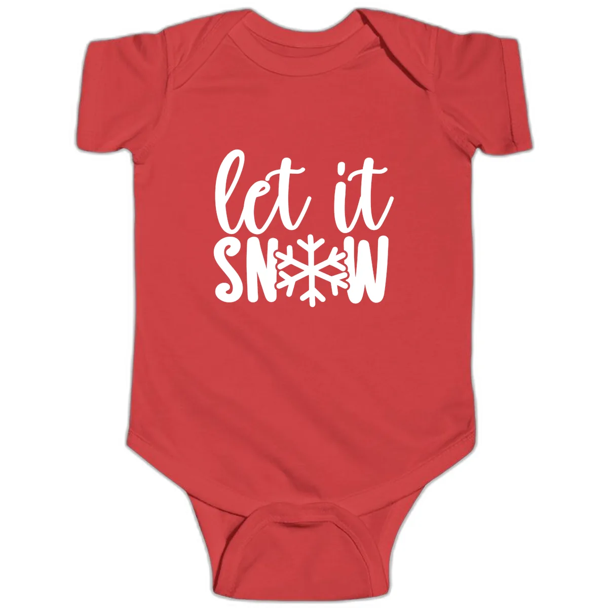 Let It Snow Snowflake Graphic Baby Onesie in Red