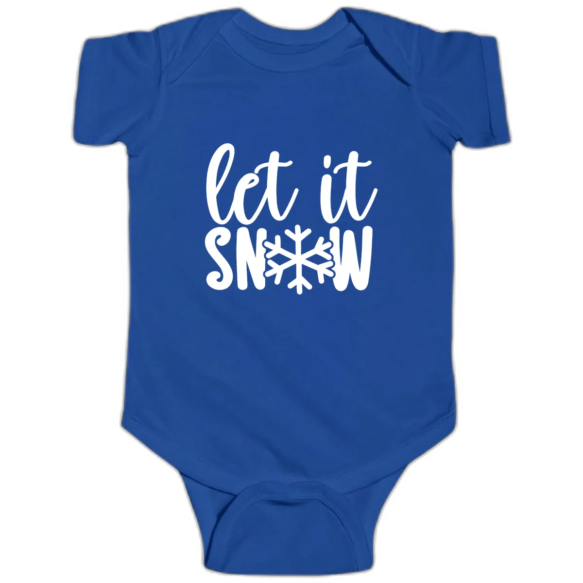 Let It Snow Snowflake Graphic Baby Onesie in Royal